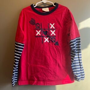 Hanna Andersson Red and Navy Long Sleeve Tee